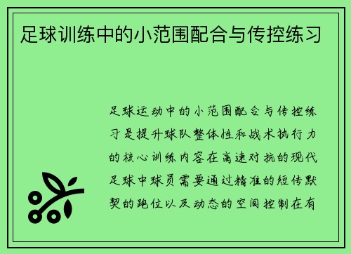 足球训练中的小范围配合与传控练习